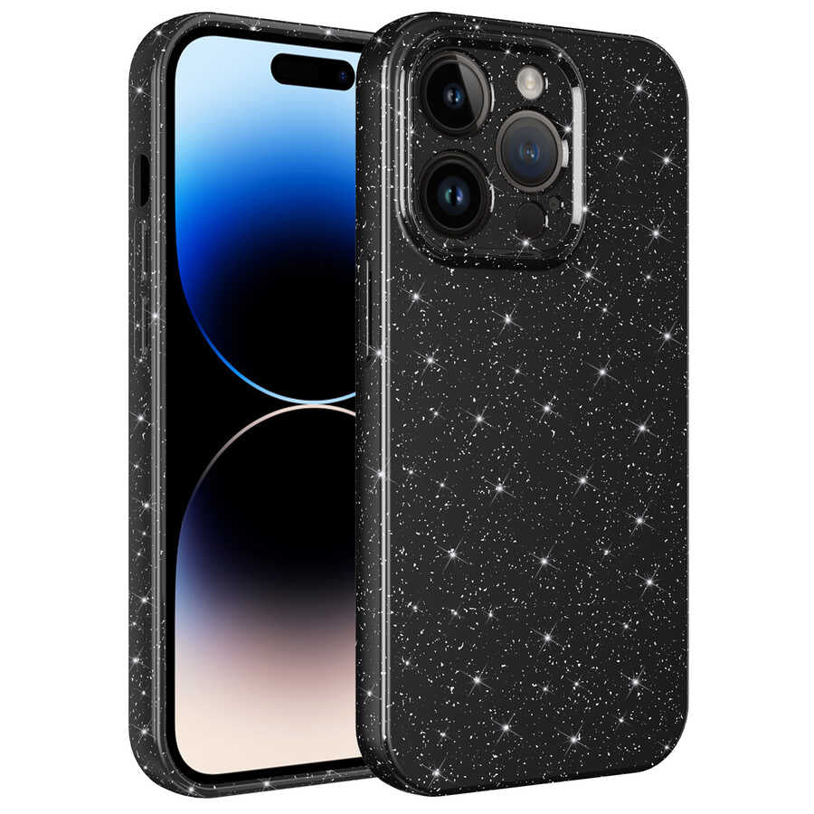 Apple iPhone 14 Pro Kılıf Kamera Korumalı Simli Lüks Zore Koton Kapak