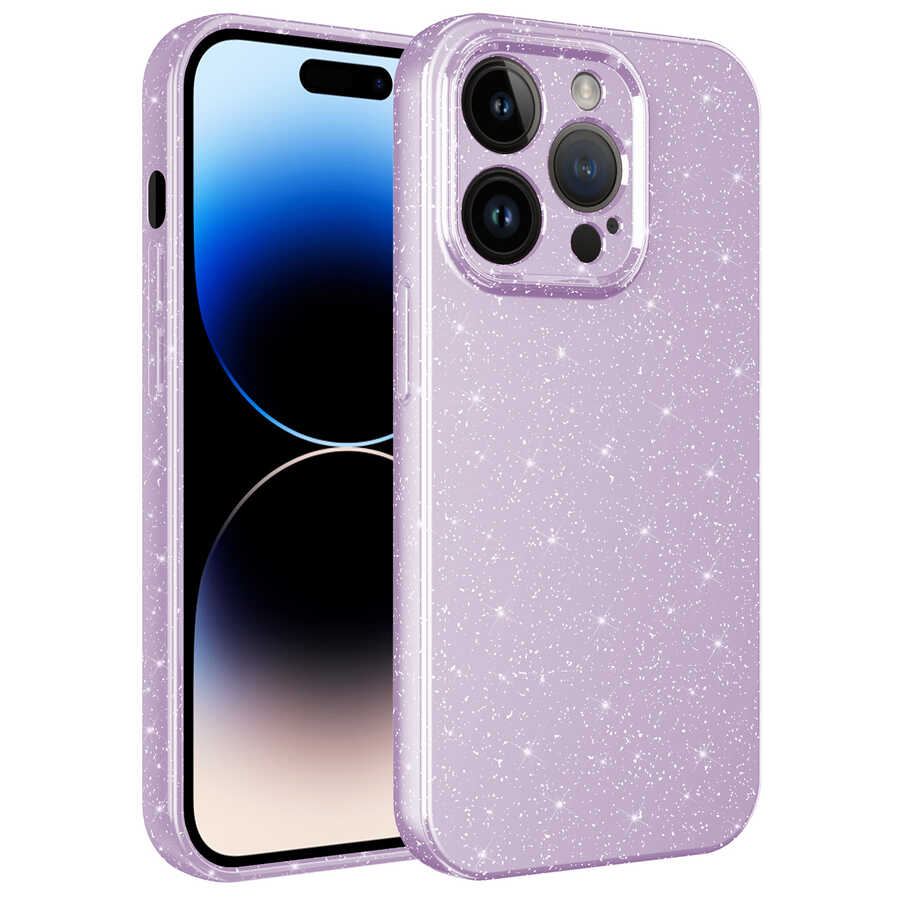 Apple iPhone 14 Pro Kılıf Kamera Korumalı Simli Lüks Zore Koton Kapak