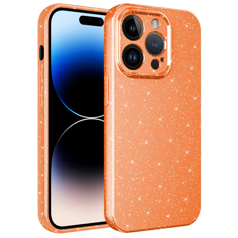 Apple iPhone 14 Pro Kılıf Kamera Korumalı Simli Lüks Zore Koton Kapak