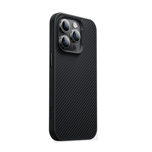 iPhone 14 Pro Kılıf Karbon Fiber M-safe Şarj Özellikli Benks 600D Hybrid Kevlar Kapak