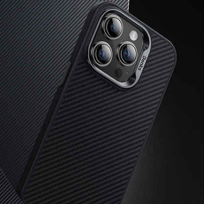 iPhone 14 Pro Kılıf Karbon Fiber M-safe Şarj Özellikli Benks Hybrid ArmorPro 600D Kevlar Kapak
