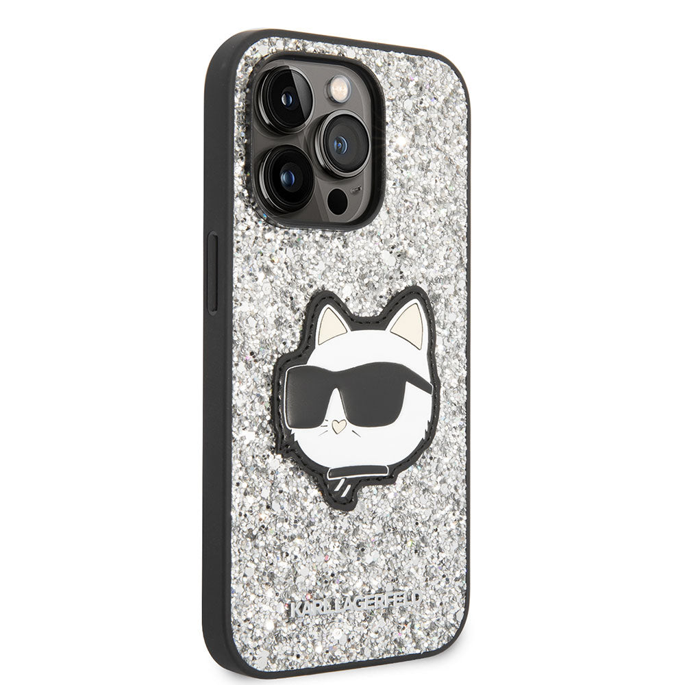 iPhone 14 Pro Kılıf Karl Lagerfeld Parlak Taşlı Choupette Dizayn Kapak