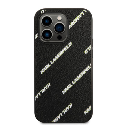 iPhone 14 Pro Kılıf Karl Lagerfeld PU Suni Deri Logolu Dizayn Kapak