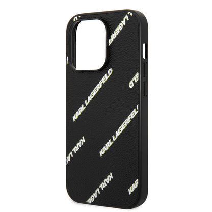 iPhone 14 Pro Kılıf Karl Lagerfeld PU Suni Deri Logolu Dizayn Kapak