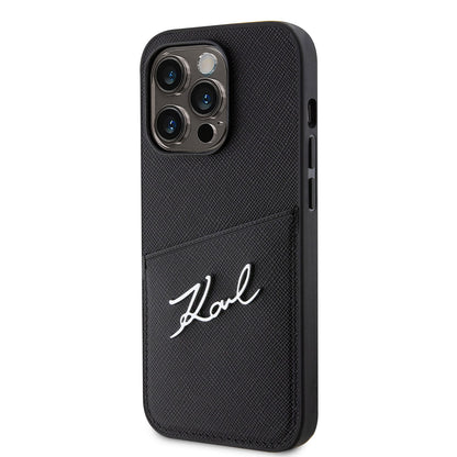 iPhone 14 Pro Kılıf Karl Lagerfeld Saffiano Deri Kartlıklı Dizayn Kapak