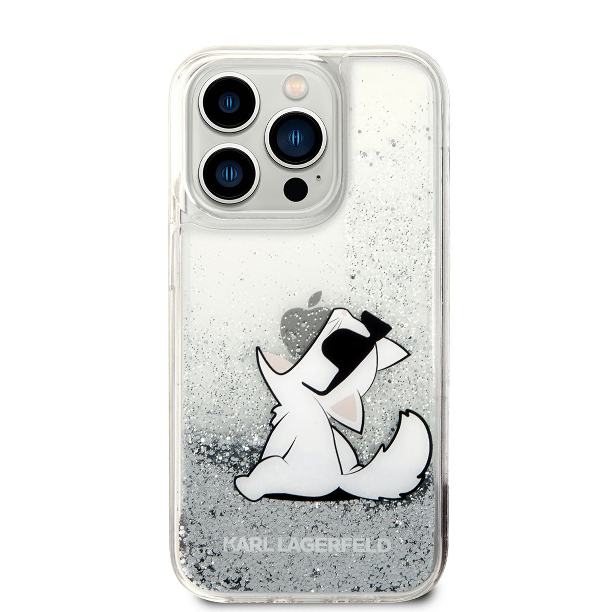 iPhone 14 Pro Kılıf Karl Lagerfeld Sıvılı Simli Choupette Dizayn Kapak