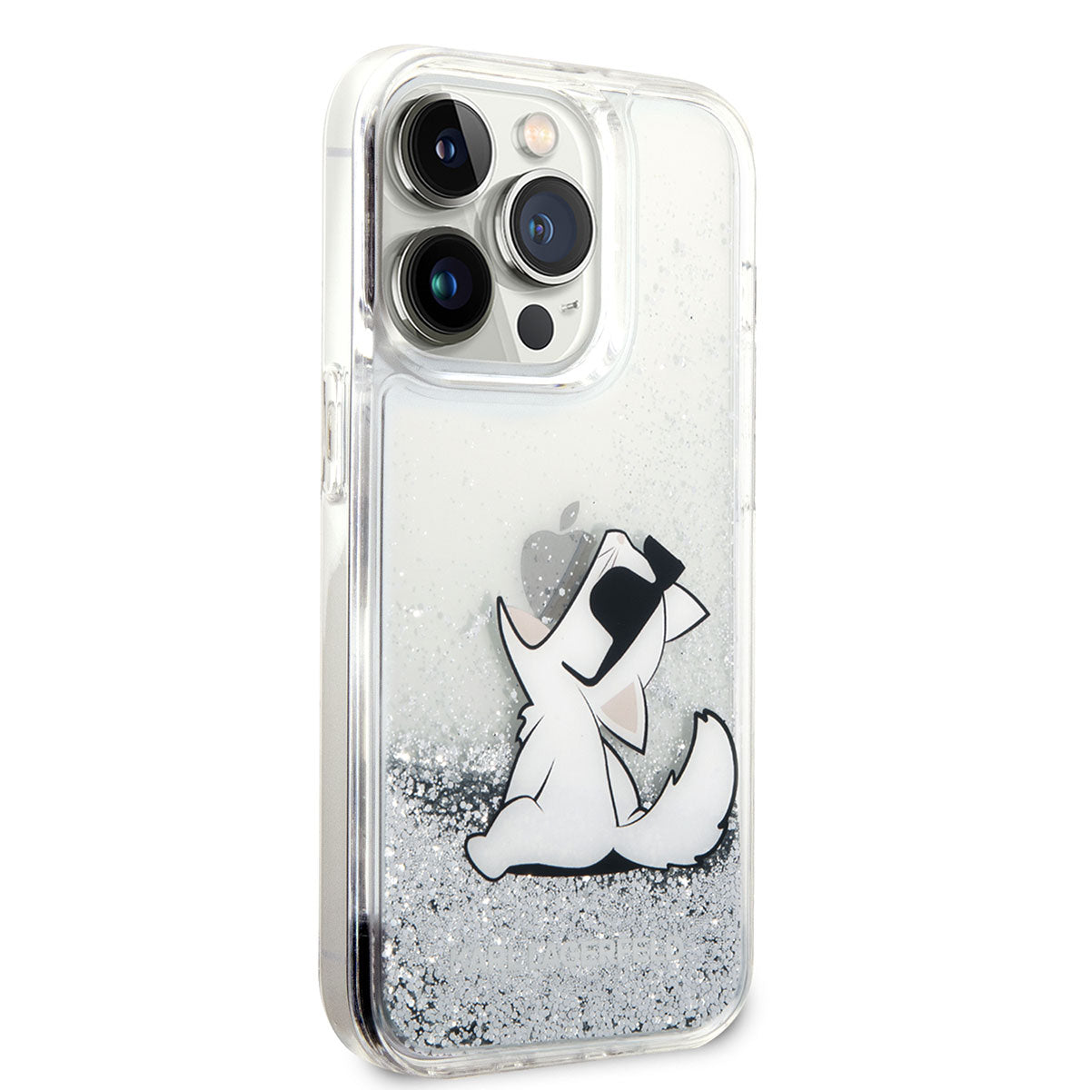iPhone 14 Pro Kılıf Karl Lagerfeld Sıvılı Simli Choupette Dizayn Kapak