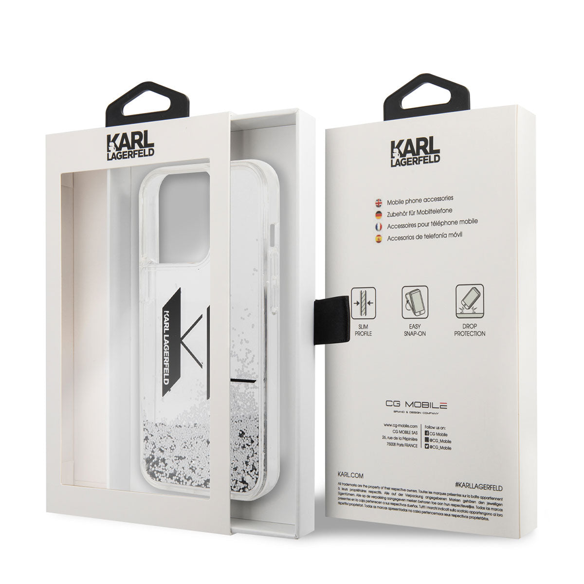 iPhone 14 Pro Kılıf Karl Lagerfeld Sıvılı Simli Dizayn Kapak