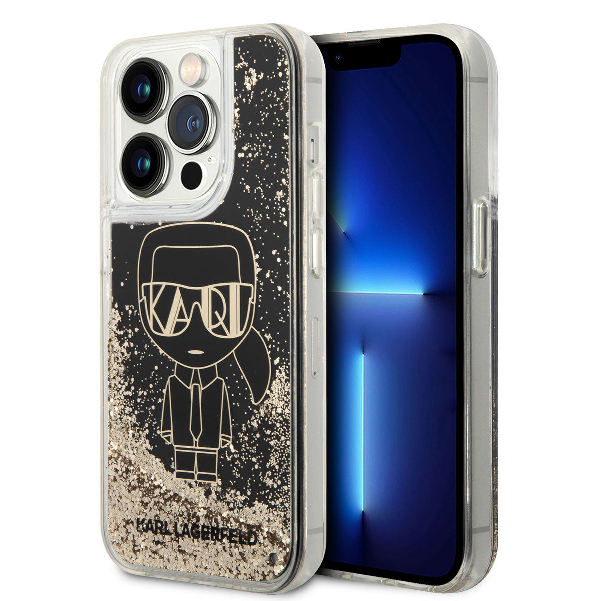 iPhone 14 Pro Kılıf Karl Lagerfeld Sıvılı Simli Gatsby Dizayn Kapak