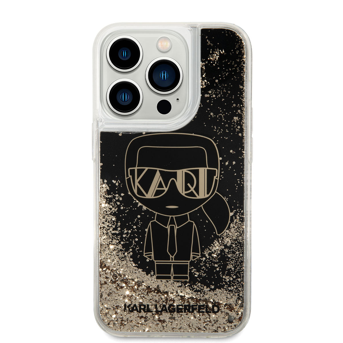 iPhone 14 Pro Kılıf Karl Lagerfeld Sıvılı Simli Gatsby Dizayn Kapak