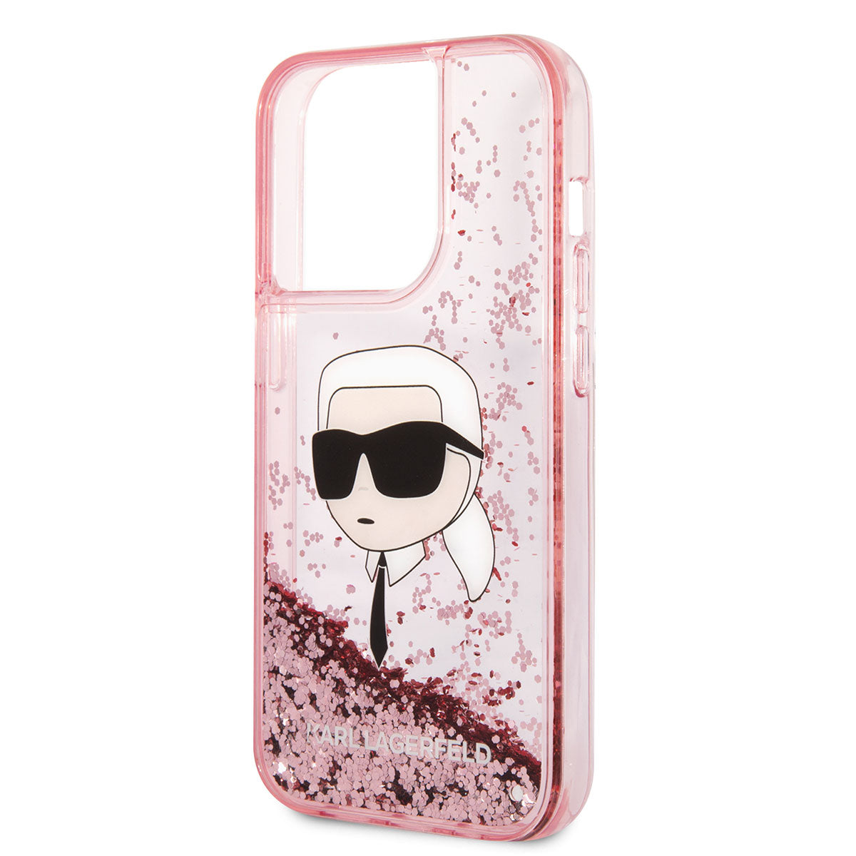 iPhone 14 Pro Kılıf Karl Lagerfeld Sıvılı Simli Karl Head Dizayn Kapak
