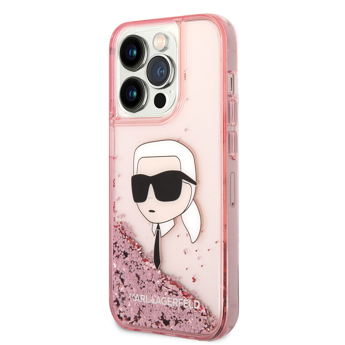 iPhone 14 Pro Kılıf Karl Lagerfeld Sıvılı Simli Karl Head Dizayn Kapak