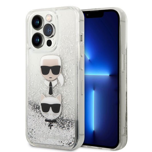 iPhone 14 Pro Kılıf Karl Lagerfeld Sıvılı Simli K&C Head Dizayn Kapak