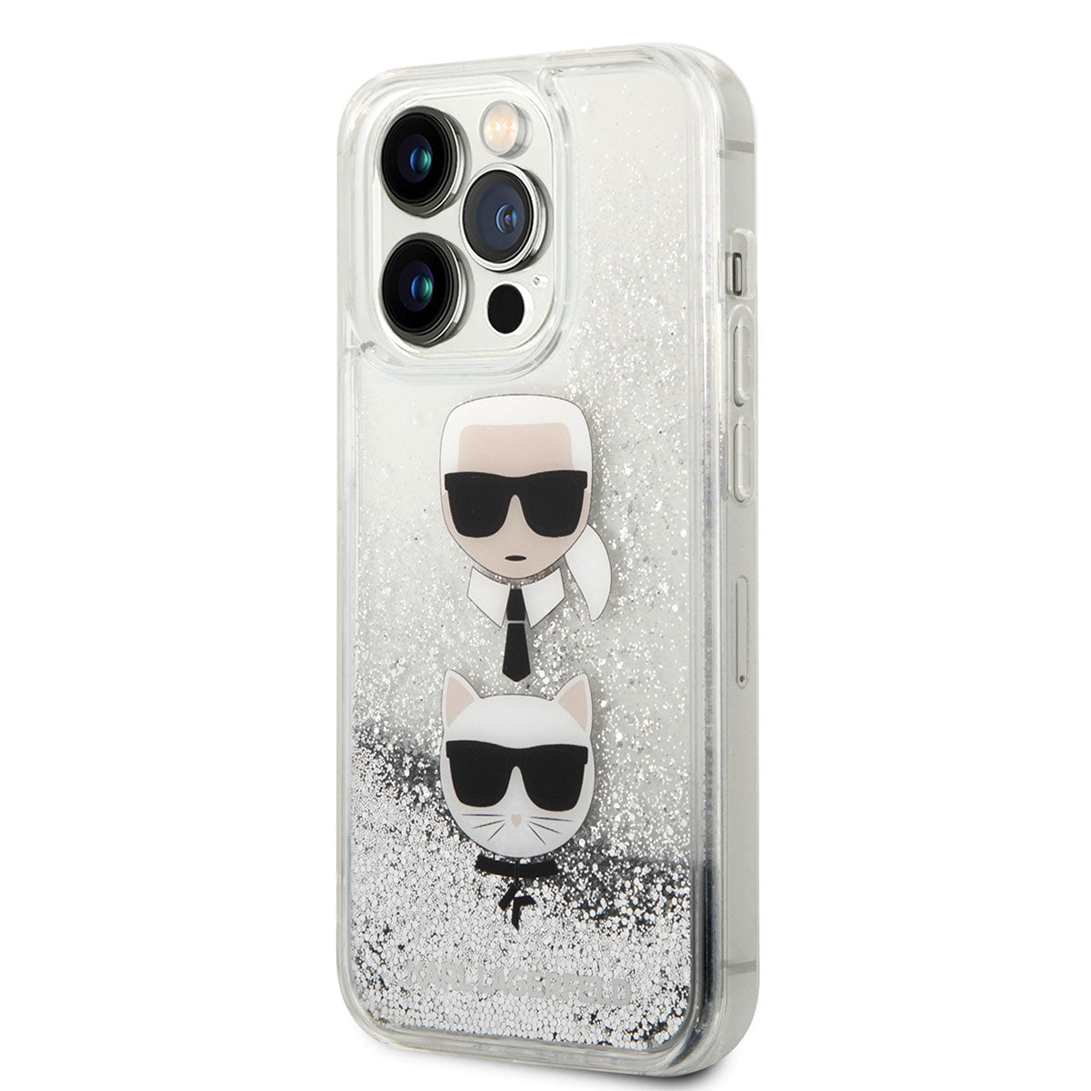 iPhone 14 Pro Kılıf Karl Lagerfeld Sıvılı Simli K&C Head Dizayn Kapak