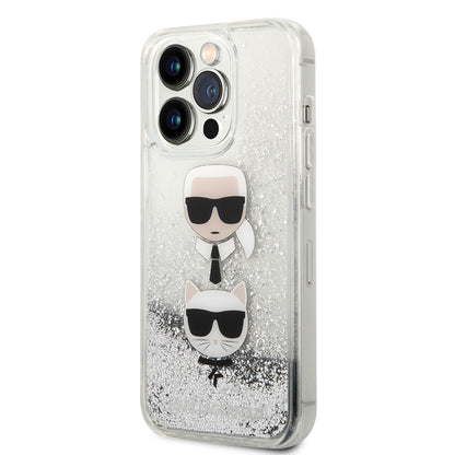 iPhone 14 Pro Kılıf Karl Lagerfeld Sıvılı Simli K&C Head Dizayn Kapak
