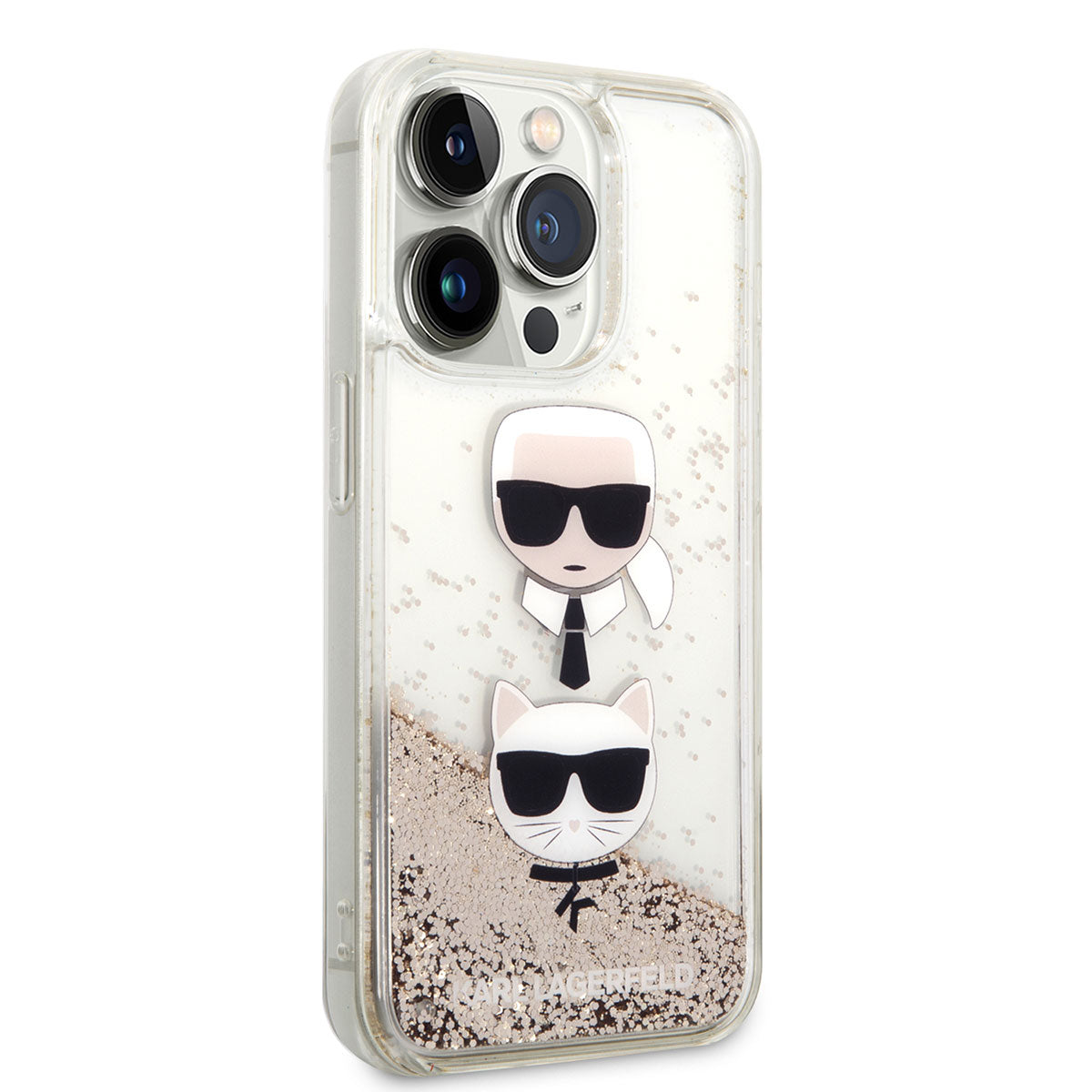 iPhone 14 Pro Kılıf Karl Lagerfeld Sıvılı Simli K&C Head Dizayn Kapak