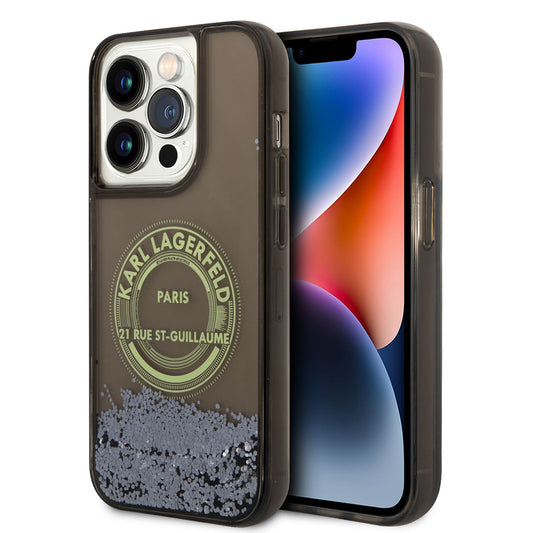 iPhone 14 Pro Kılıf Karl Lagerfeld Sıvılı Simli RSG Dizayn Kapak