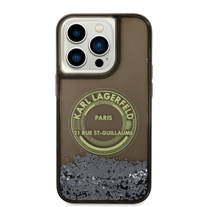 iPhone 14 Pro Kılıf Karl Lagerfeld Sıvılı Simli RSG Dizayn Kapak
