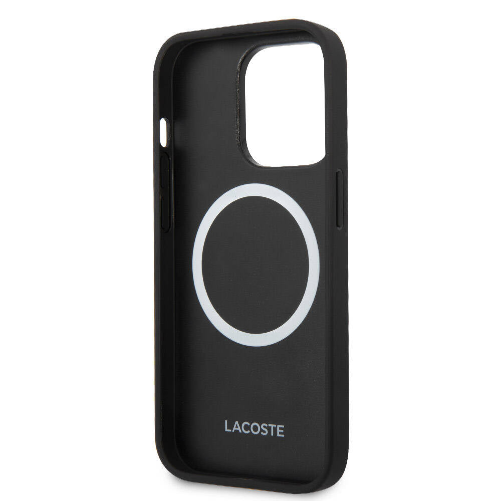 iPhone 14 Pro Kılıf Lacoste Orjinal Lisanslı PU Pike Desenli Arka Yüzey İkonik Timsah Dokuma Logolu Kapak