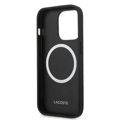 iPhone 14 Pro Kılıf Lacoste Orjinal Lisanslı PU Pike Desenli Arka Yüzey İkonik Timsah Dokuma Logolu Kapak