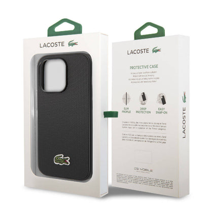 iPhone 14 Pro Kılıf Lacoste Orjinal Lisanslı PU Pike Desenli Arka Yüzey İkonik Timsah Dokuma Logolu Kapak