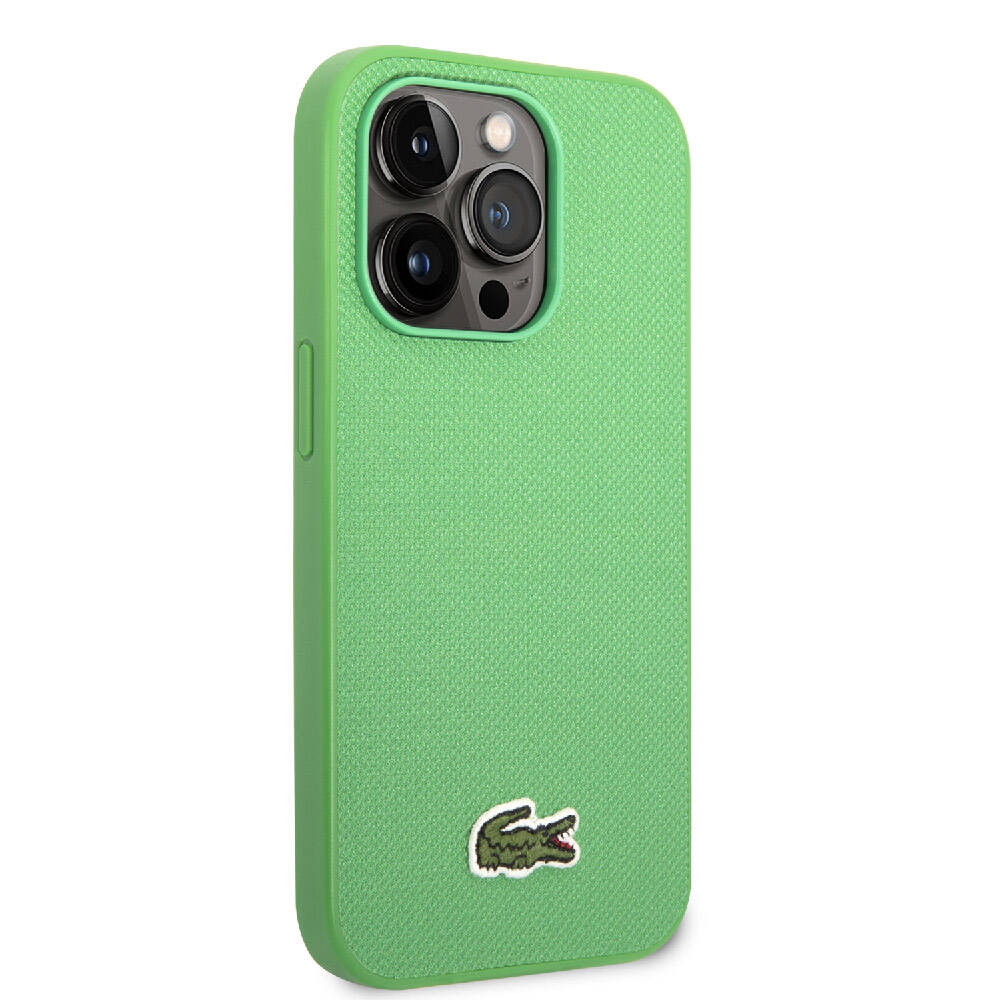 iPhone 14 Pro Kılıf Lacoste Orjinal Lisanslı PU Pike Desenli Arka Yüzey İkonik Timsah Dokuma Logolu Kapak