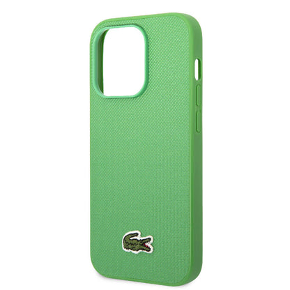 iPhone 14 Pro Kılıf Lacoste Orjinal Lisanslı PU Pike Desenli Arka Yüzey İkonik Timsah Dokuma Logolu Kapak