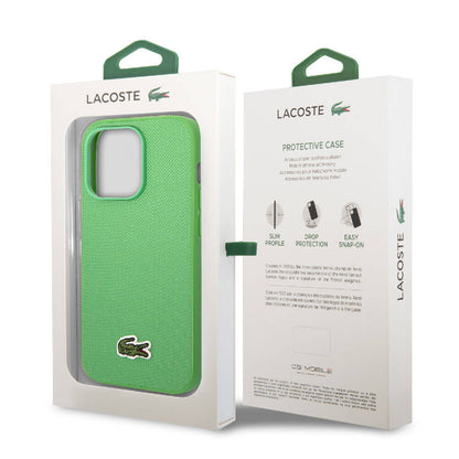 iPhone 14 Pro Kılıf Lacoste Orjinal Lisanslı PU Pike Desenli Arka Yüzey İkonik Timsah Dokuma Logolu Kapak
