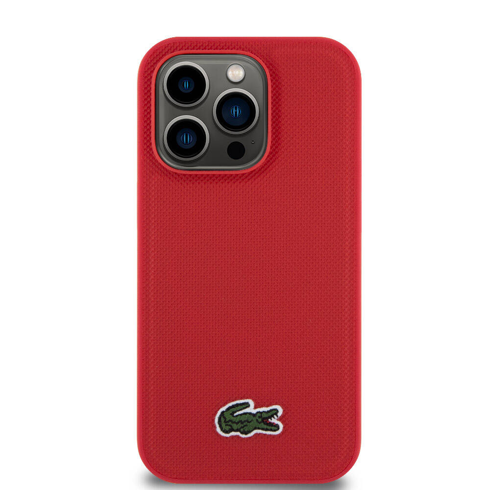 iPhone 14 Pro Kılıf Lacoste Orjinal Lisanslı PU Pike Desenli Arka Yüzey İkonik Timsah Dokuma Logolu Kapak