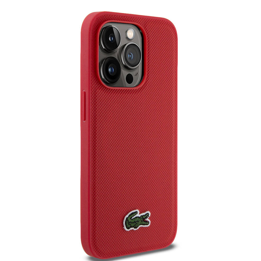iPhone 14 Pro Kılıf Lacoste Orjinal Lisanslı PU Pike Desenli Arka Yüzey İkonik Timsah Dokuma Logolu Kapak