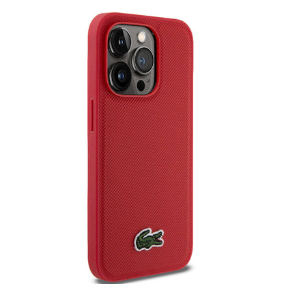iPhone 14 Pro Kılıf Lacoste Orjinal Lisanslı PU Pike Desenli Arka Yüzey İkonik Timsah Dokuma Logolu Kapak