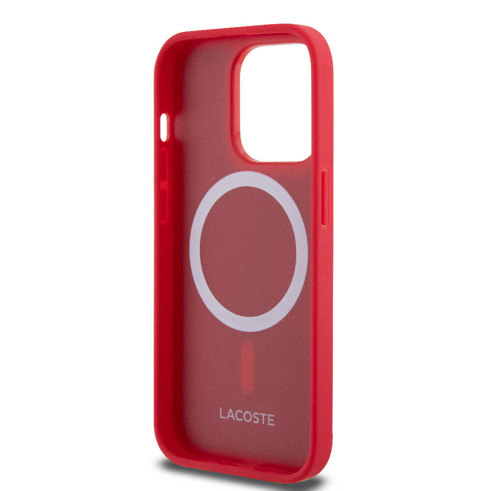 iPhone 14 Pro Kılıf Lacoste Orjinal Lisanslı PU Pike Desenli Arka Yüzey İkonik Timsah Dokuma Logolu Kapak