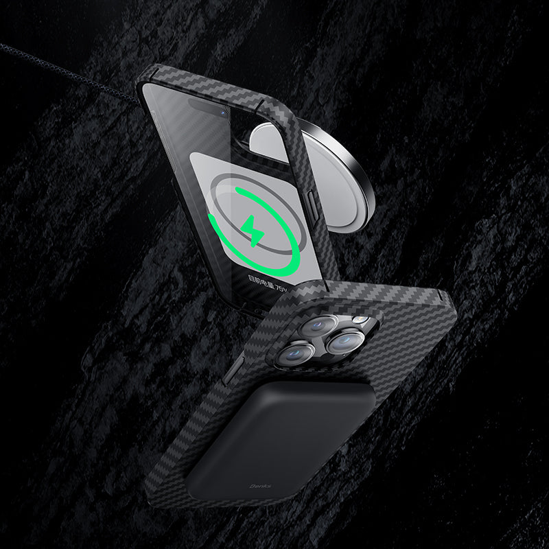 iPhone 14 Pro Kılıf M-safe Özellikli Karbon Fiber Benks Essential Kevlar Kapak