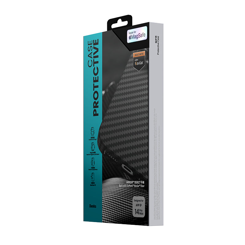 iPhone 14 Pro Kılıf M-safe Özellikli Karbon Fiber Benks Essential Kevlar Kapak