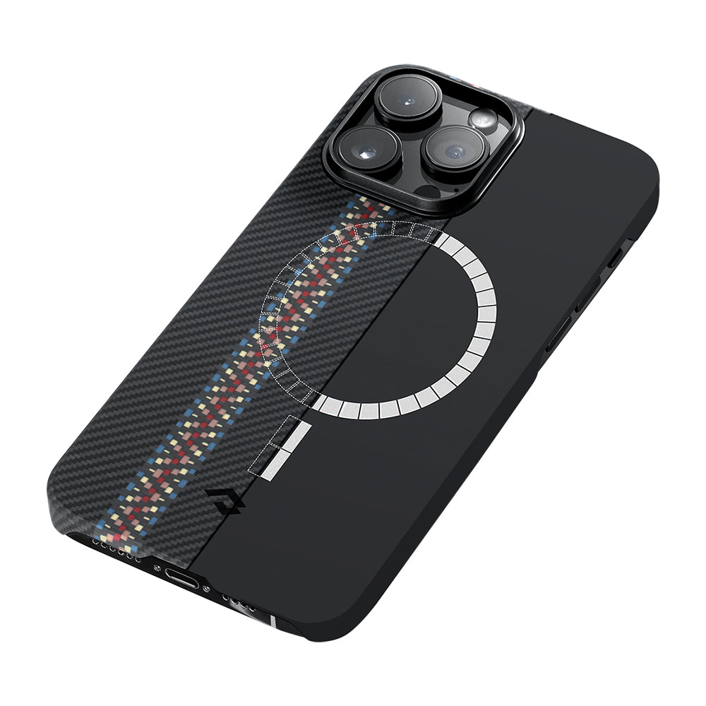 iPhone 14 Pro Kılıf M-safe Şarj Özellikli 600D Aramid Fiber Pitaka Tactile Woven Orchestra Serisi Rhapsody Kapak