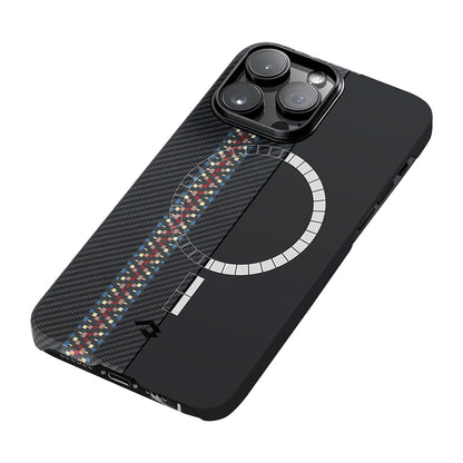 iPhone 14 Pro Kılıf M-safe Şarj Özellikli 600D Aramid Fiber Pitaka Tactile Woven Orchestra Serisi Rhapsody Kapak