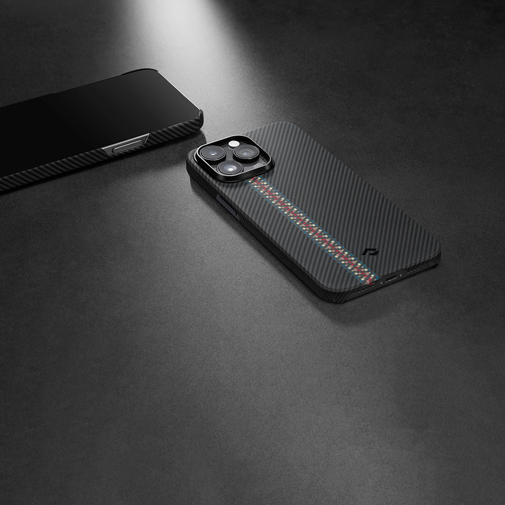 iPhone 14 Pro Kılıf M-safe Şarj Özellikli 600D Aramid Fiber Pitaka Tactile Woven Orchestra Serisi Rhapsody Kapak