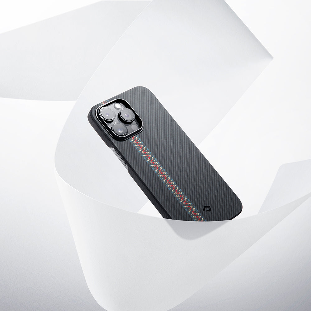 iPhone 14 Pro Kılıf M-safe Şarj Özellikli 600D Aramid Fiber Pitaka Tactile Woven Orchestra Serisi Rhapsody Kapak