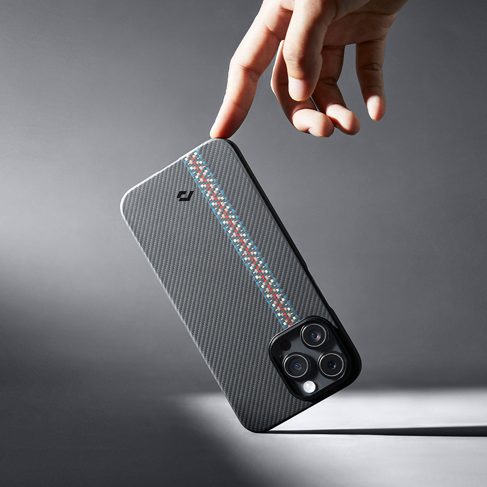 iPhone 14 Pro Kılıf M-safe Şarj Özellikli 600D Aramid Fiber Pitaka Tactile Woven Orchestra Serisi Rhapsody Kapak