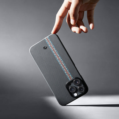 iPhone 14 Pro Kılıf M-safe Şarj Özellikli 600D Aramid Fiber Pitaka Tactile Woven Orchestra Serisi Rhapsody Kapak