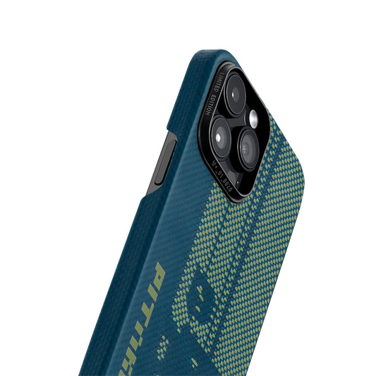 iPhone 14 Pro Kılıf M-safe Şarj Özellikli Aramid Fiber Pitaka Tactile Woven Pixel Game Kapak