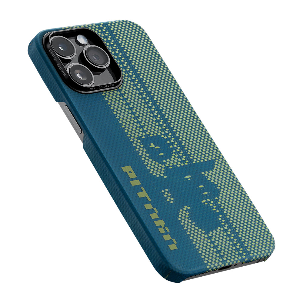 iPhone 14 Pro Kılıf M-safe Şarj Özellikli Aramid Fiber Pitaka Tactile Woven Pixel Game Kapak