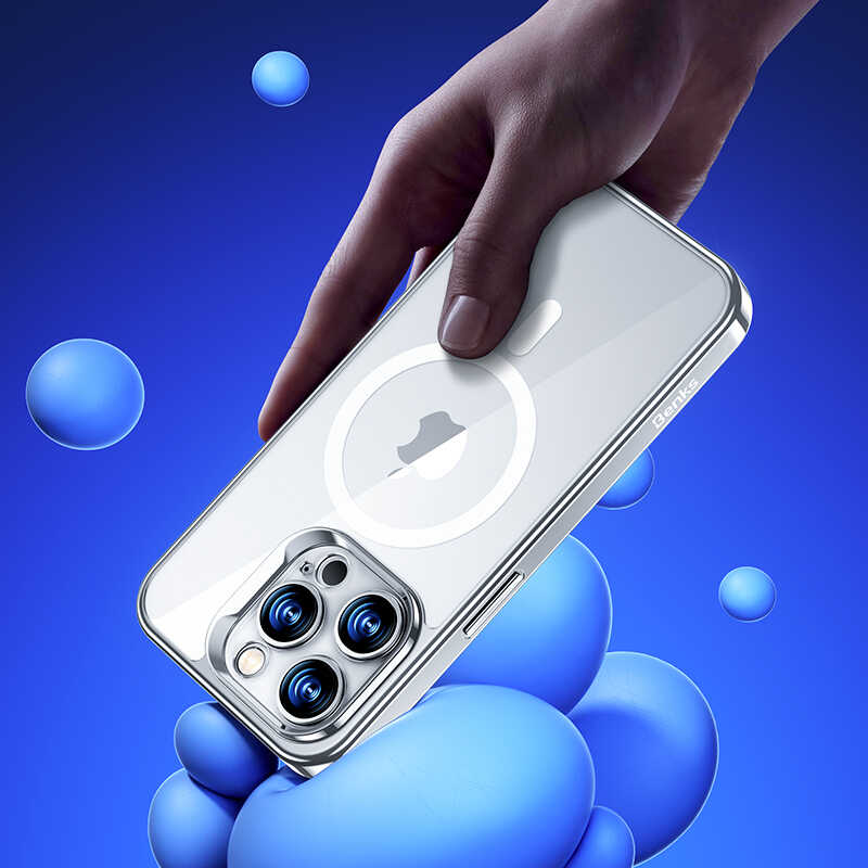 iPhone 14 Pro Kılıf M-safe Şarj Özellikli Cam Yüzey Ekran Koruyuculu Benks Electroplated Kapak