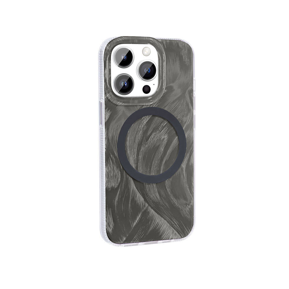 Apple iPhone 14 Pro Kılıf M-safe Şarj Özellikli Fırça Boya Desenli Zore Palet Kapak