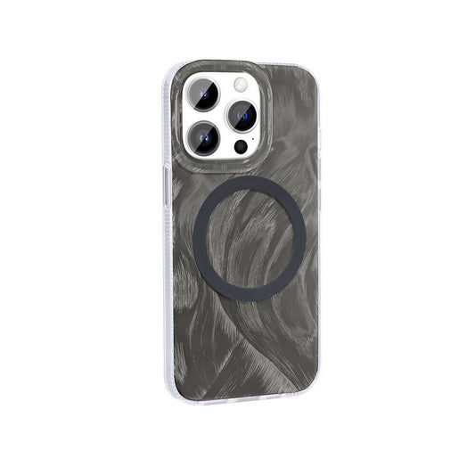 Apple iPhone 14 Pro Kılıf M-safe Şarj Özellikli Fırça Boya Desenli Zore Palet Kapak