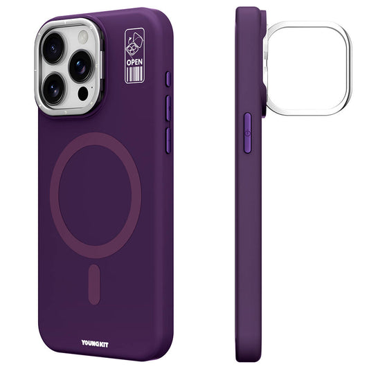 iPhone 14 Pro Kılıf M-safe Şarj Özellikli Kamera Standlı Youngkit Bitty Cream Kapak