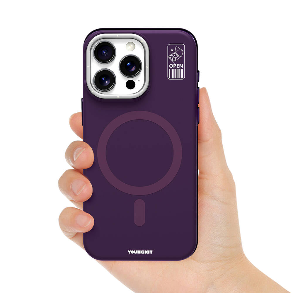 iPhone 14 Pro Kılıf M-safe Şarj Özellikli Kamera Standlı Youngkit Bitty Cream Kapak