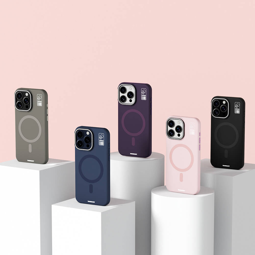 iPhone 14 Pro Kılıf M-safe Şarj Özellikli Kamera Standlı Youngkit Bitty Cream Kapak