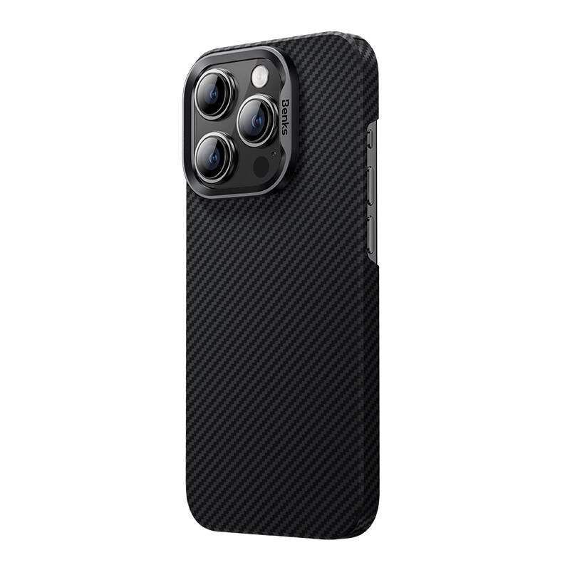iPhone 14 Pro Kılıf M-safe Şarj Özellikli Karbon Fiber Benks MFM Lisanslı 600D Essential Kevlar Kapak
