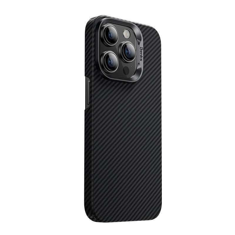 iPhone 14 Pro Kılıf M-safe Şarj Özellikli Karbon Fiber Benks MFM Lisanslı 600D Essential Kevlar Kapak